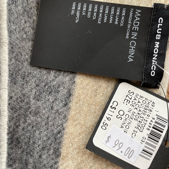 New Club Monaco 100% Wool Scarf - Picture 3 of 3